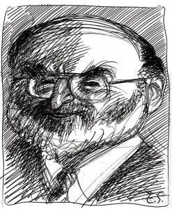 Victor S. Navasky, caricature by Edward Sorel